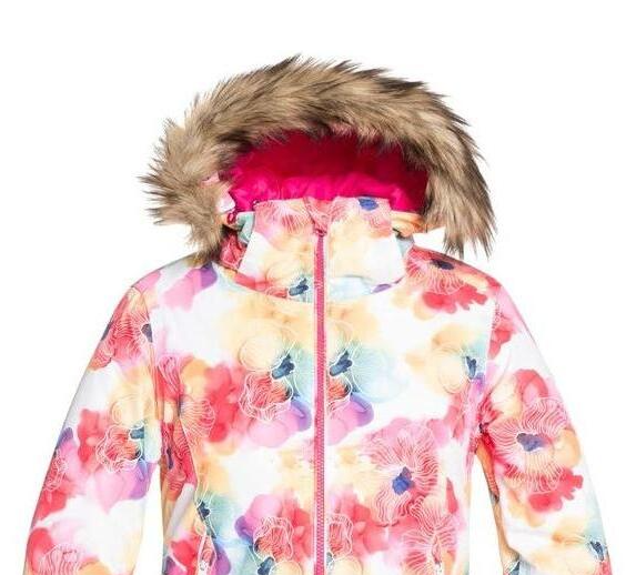Куртка для сноуборда Roxy 19-20 Jet Ski Girl Bright White Sunshine Flowers, размер 8 (дет.) - фото 2