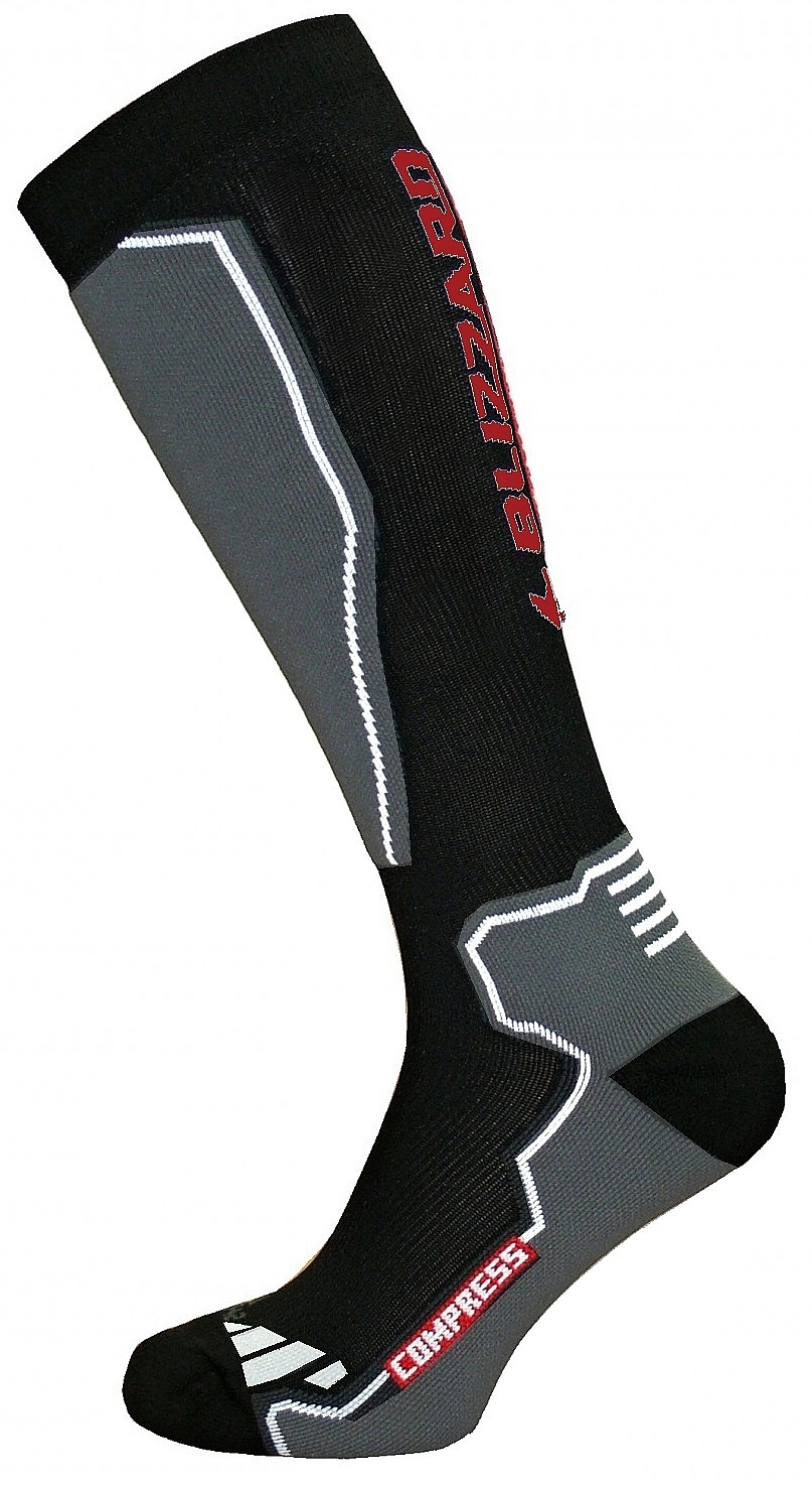 Носки горнолыжные Blizzard Compress 85 Ski Socks Black/Grey - фото 1