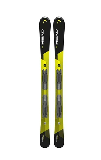 Горные лыжи с креплениями Head 21-22 V-Shape Team Easy Jrs + кр Tyrolia Jrs 4.5 Gw Ca (114475/77), цвет черный-желтый