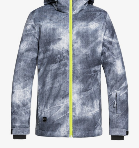 Куртка для сноуборда Quiksilver Mission Printed Youth Grey Simple/Lime Green, цвет серый, размер 10 (дет.) - фото 3
