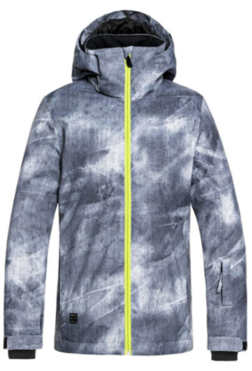 Куртка для сноуборда Quiksilver Mission Printed Youth Grey Simple/Lime Green, цвет серый, размер 10 (дет.) - фото 1
